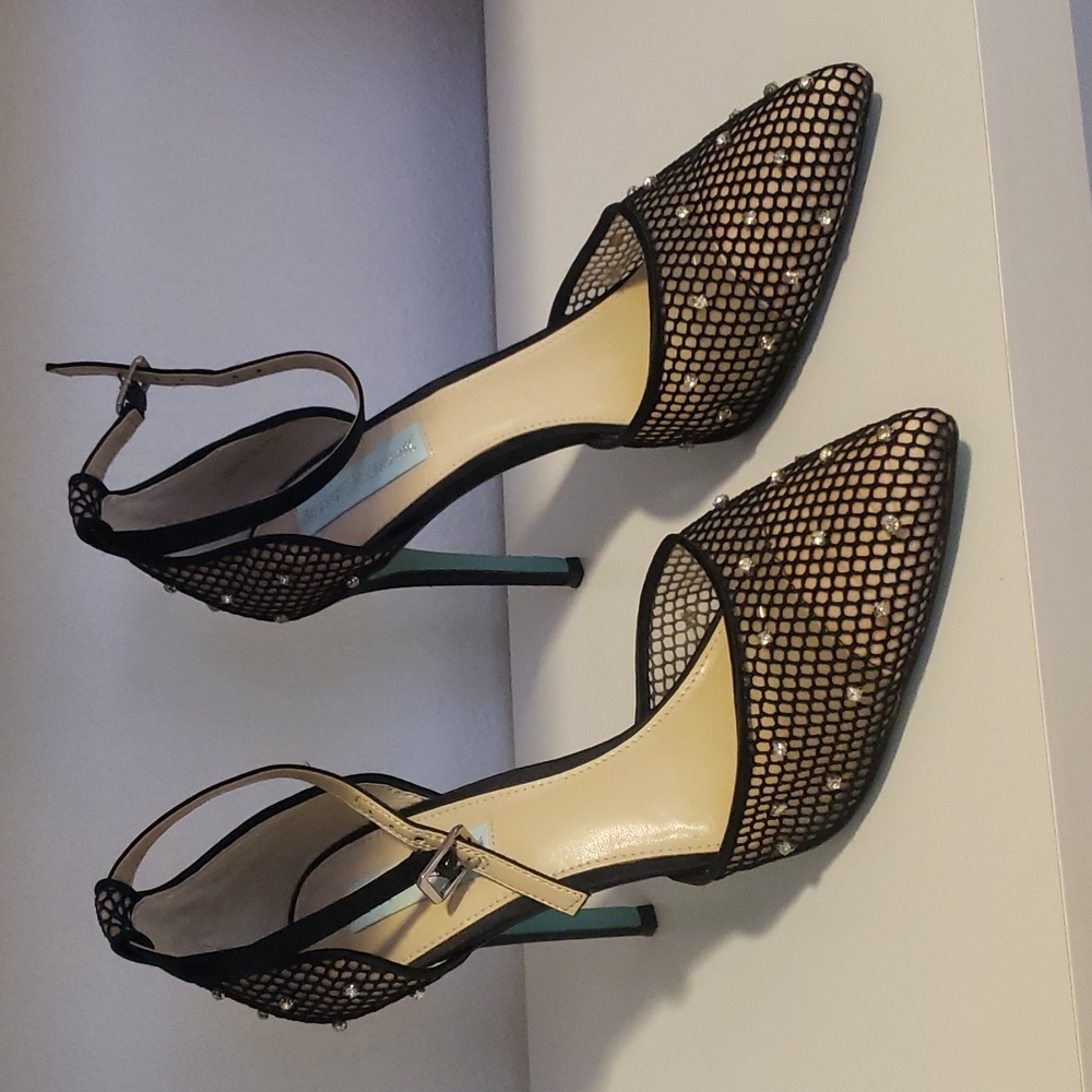 Betsey Johnson Rhinestone Mesh Heels